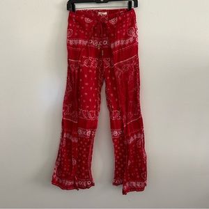 Ralph Lauren Denim & Supply | Red PAISLEY PRINTED SMOCKED WIDE LEG PANTS